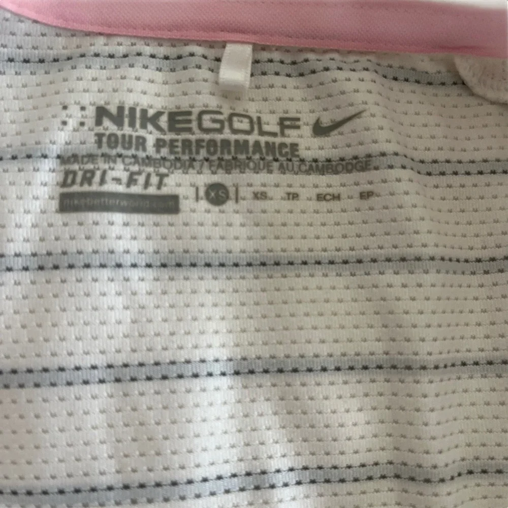 Nike Golf Tour Performance Dri-FIT Polo Shirt Pink White Striped Womens XS